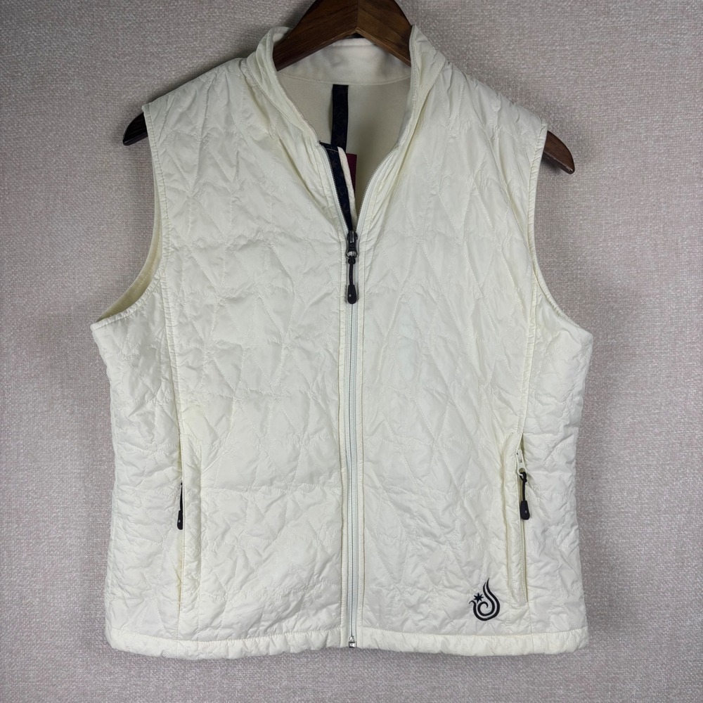 Isis Womens Star Quilted Thermolite Insulated Vest Ivory Full Zip Size 12